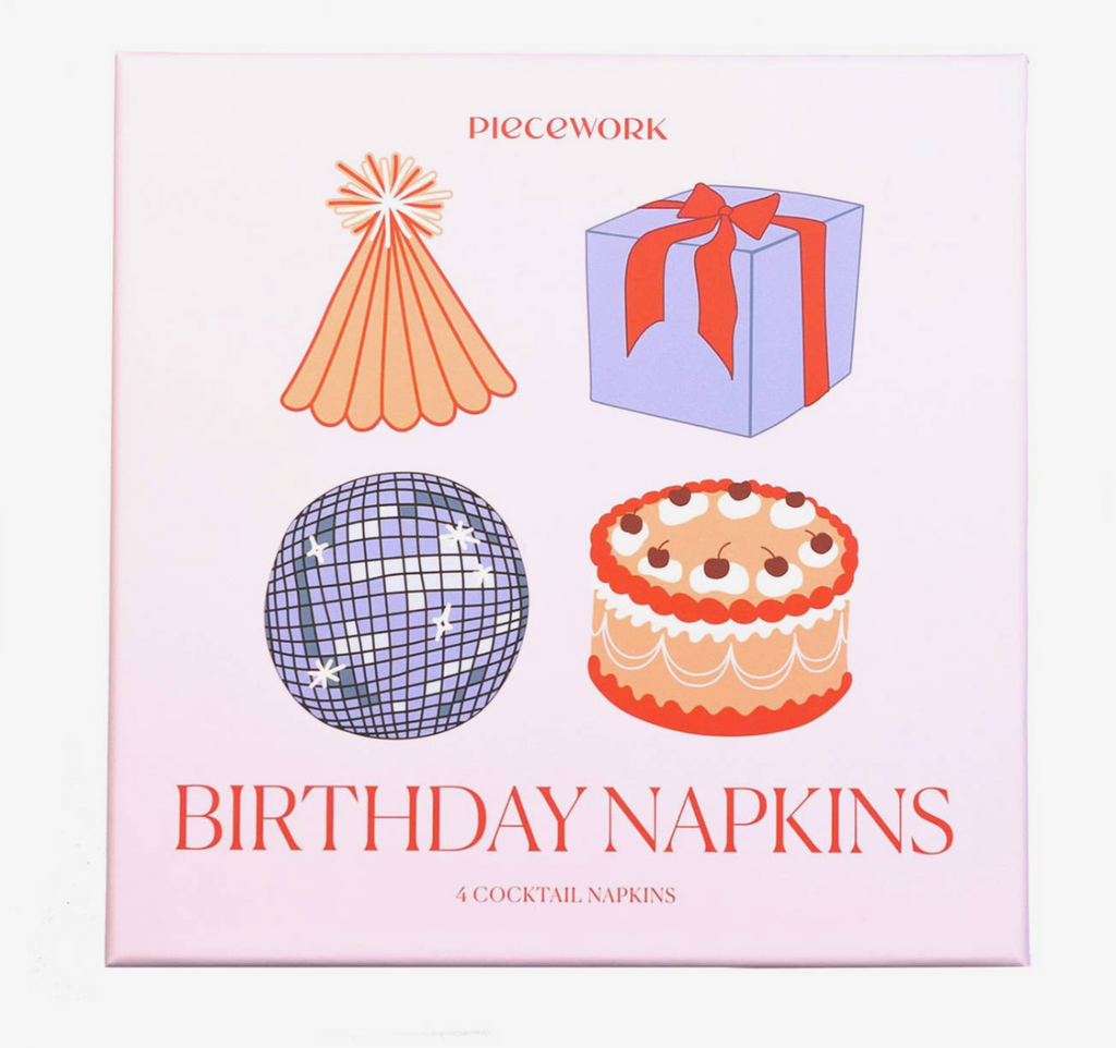BIRTHDAY embroidered cocktail napkins (set of 4)