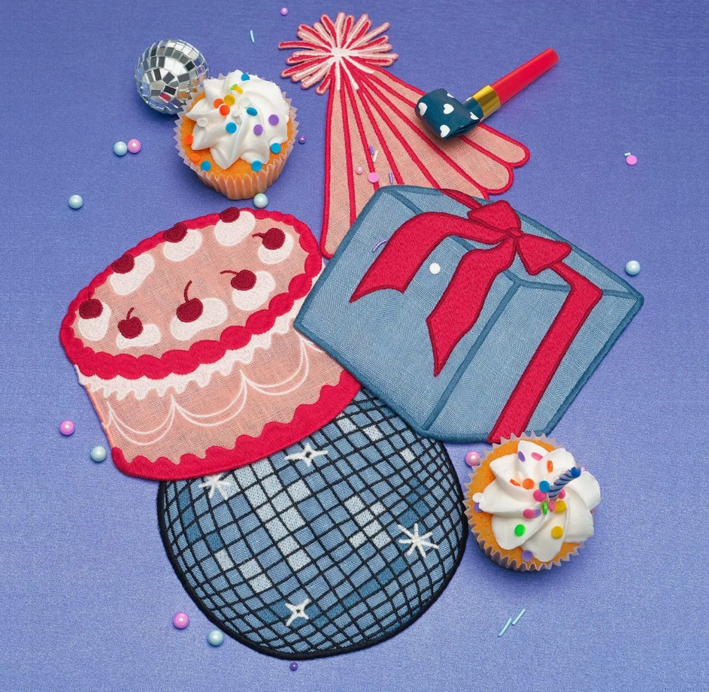 BIRTHDAY embroidered cocktail napkins (set of 4)