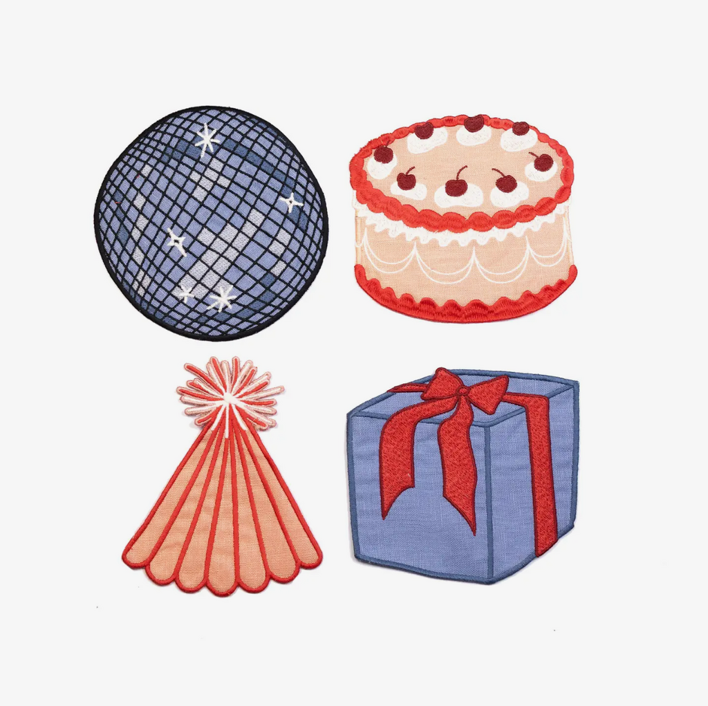 BIRTHDAY embroidered cocktail napkins (set of 4)