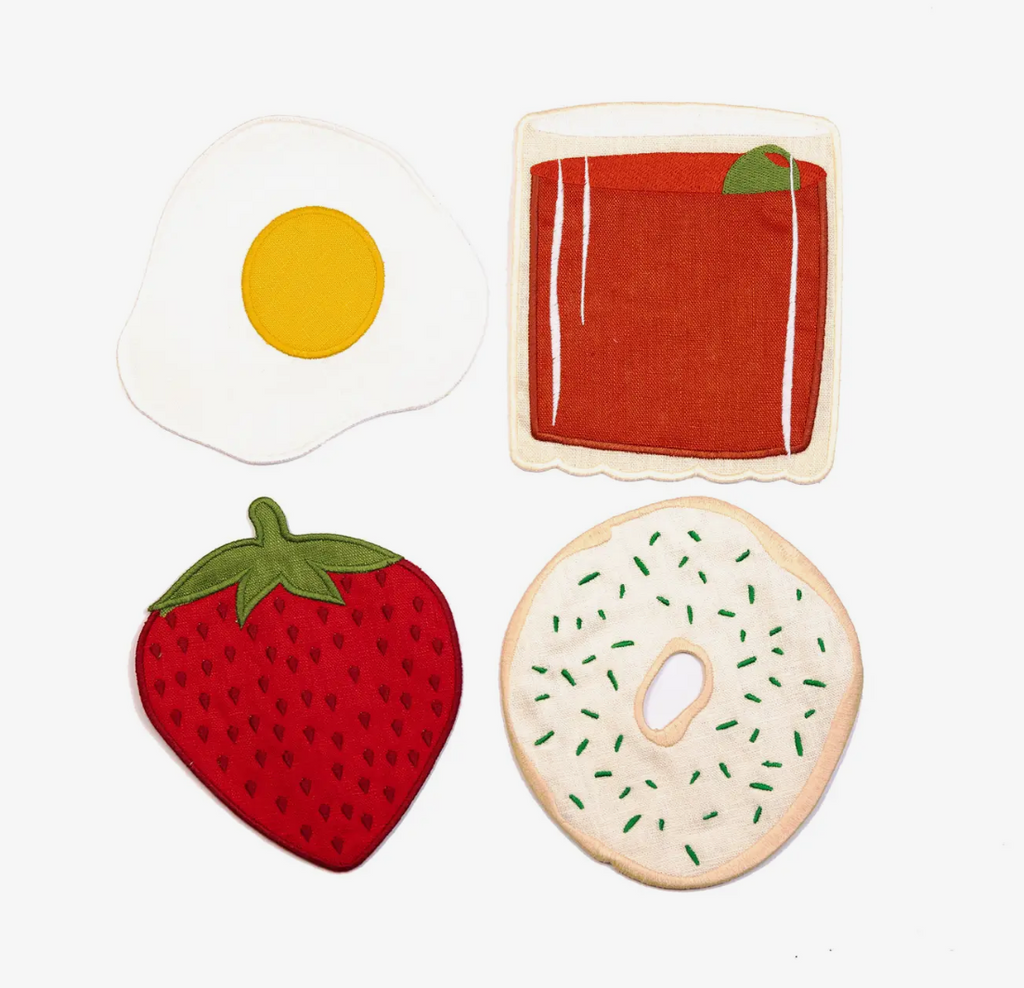 BRUNCH embroidered cocktail napkins (set of 4)