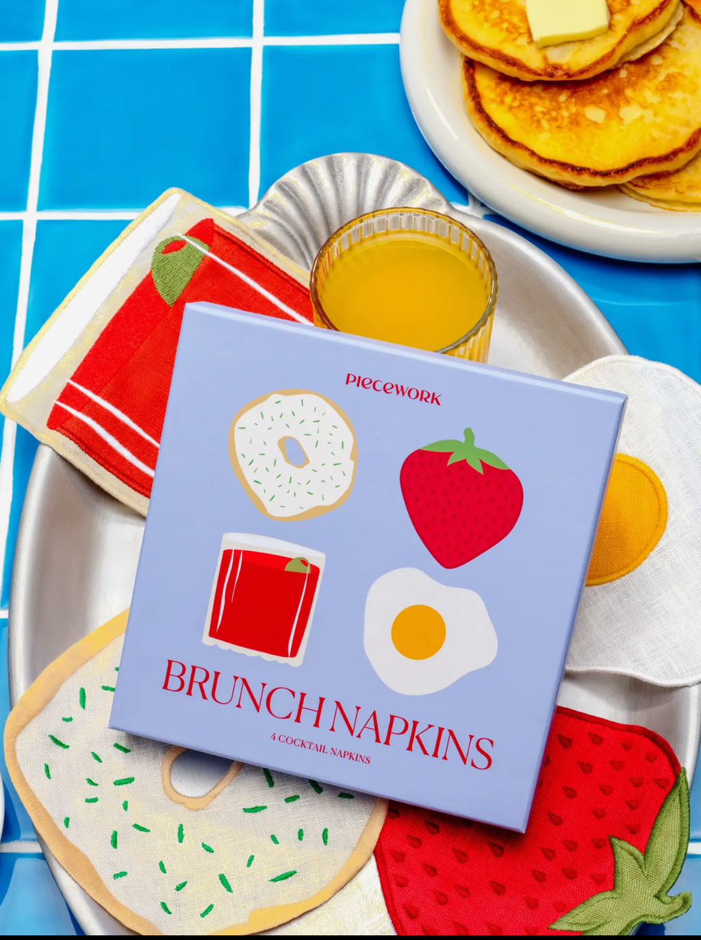 BRUNCH embroidered cocktail napkins (set of 4)