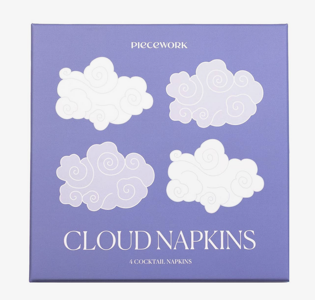 Cloud embroidered cocktail napkins (set of 4)