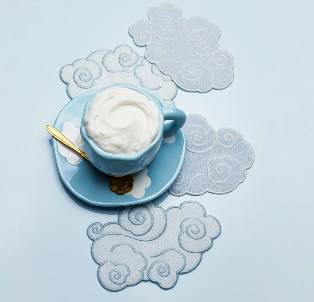Cloud embroidered cocktail napkins (set of 4)