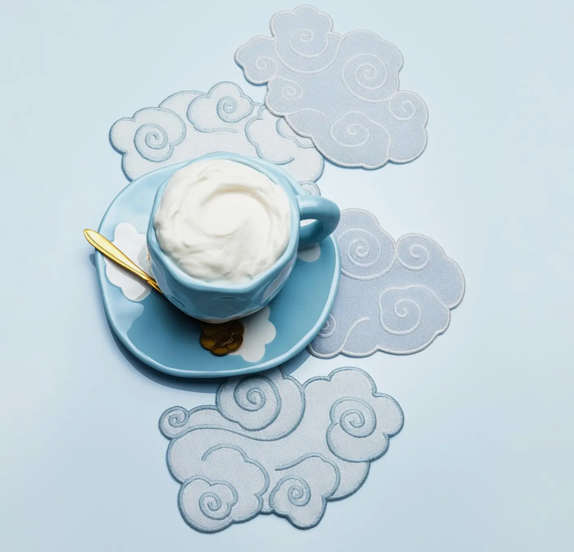 Cloud embroidered cocktail napkins (set of 4)