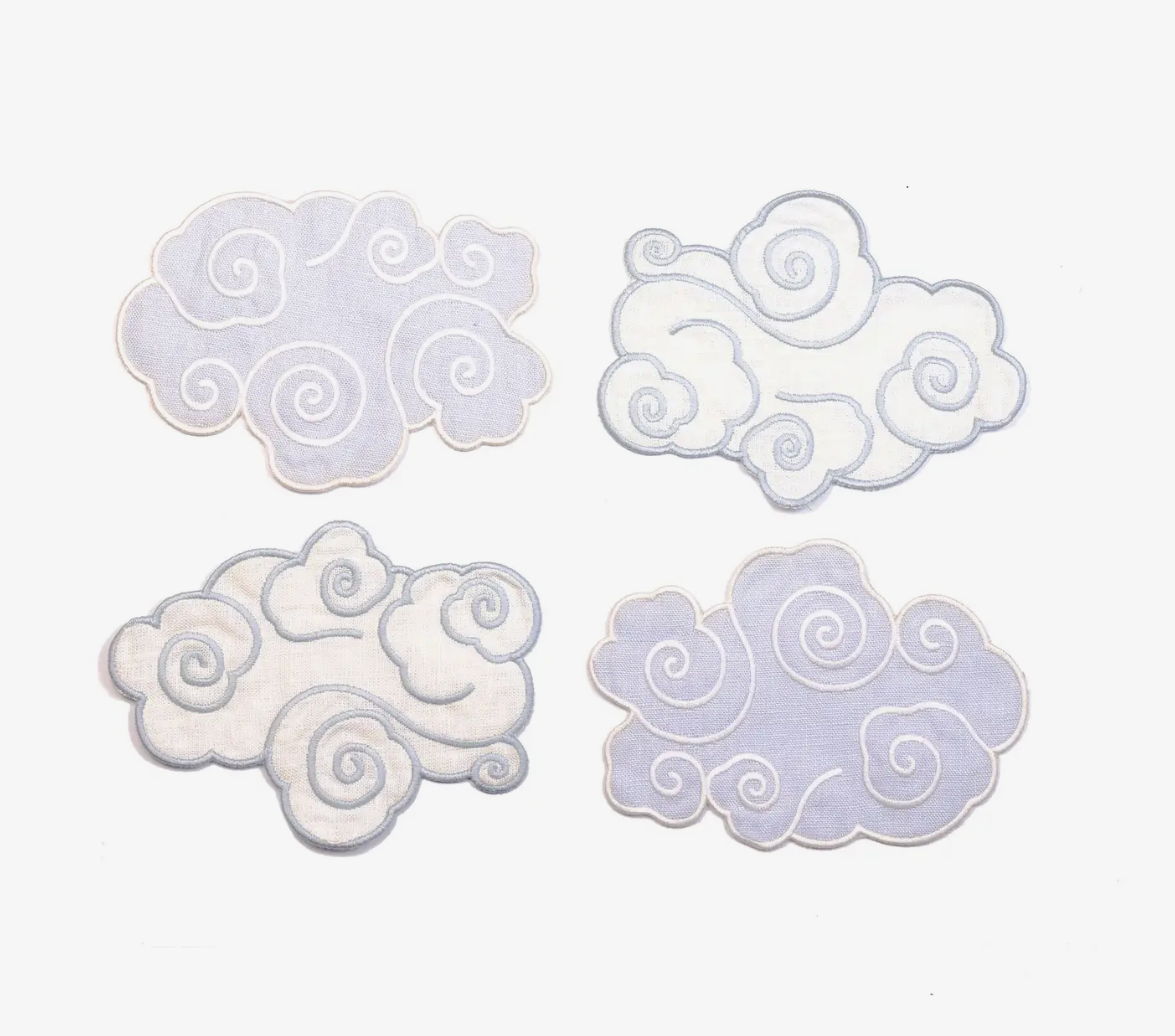 Cloud embroidered cocktail napkins (set of 4)