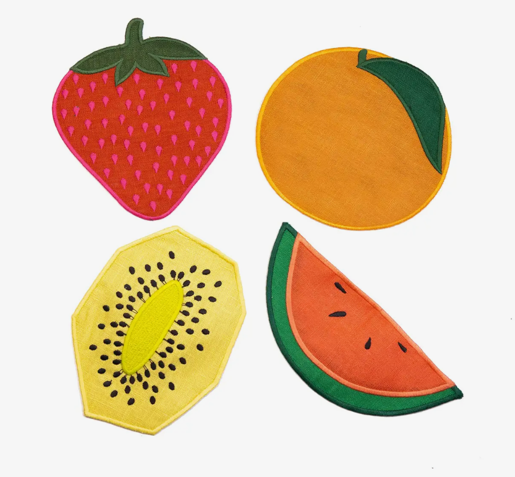Fruit Salad embroidered cocktail napkins (set of 4)