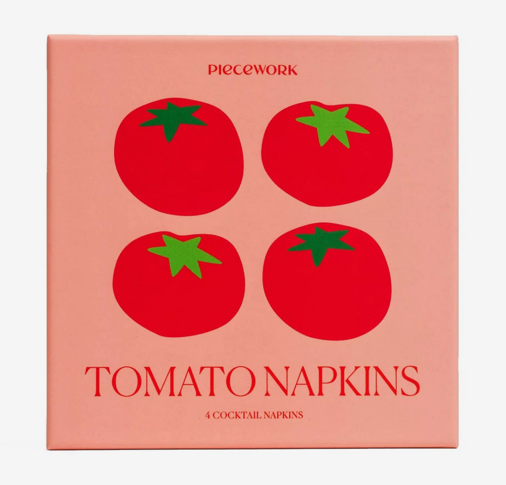Tomato embroidered cocktail napkins (set of 4)