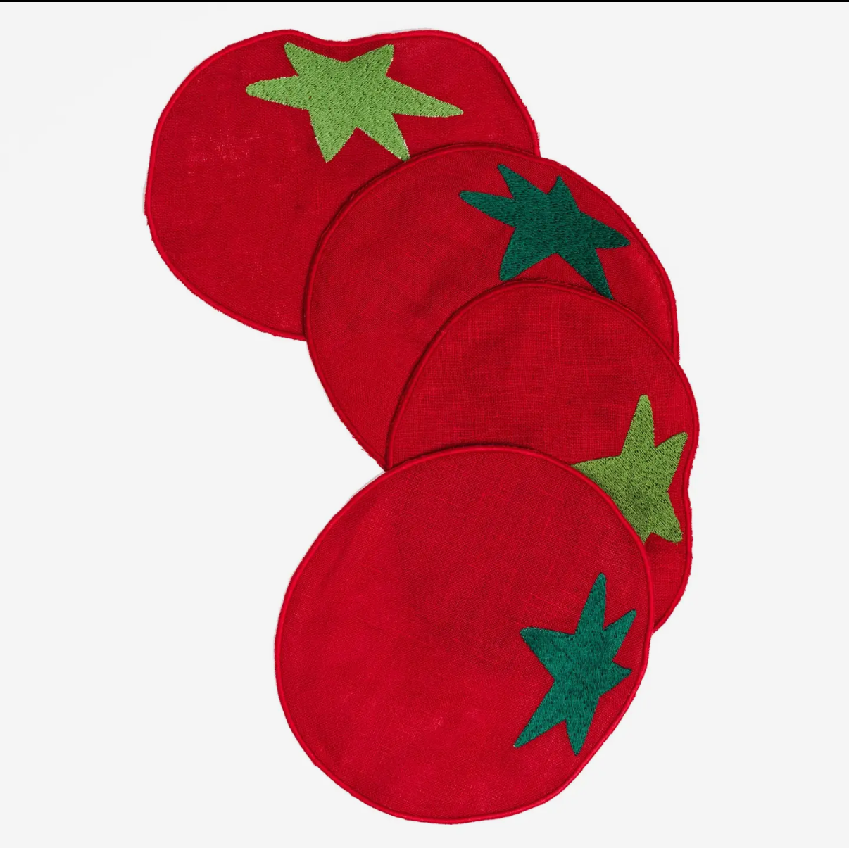Tomato embroidered cocktail napkins (set of 4)