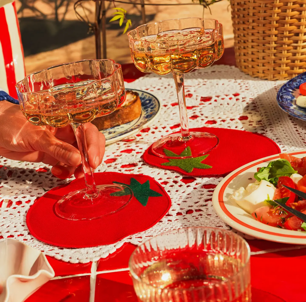 Tomato embroidered cocktail napkins (set of 4)
