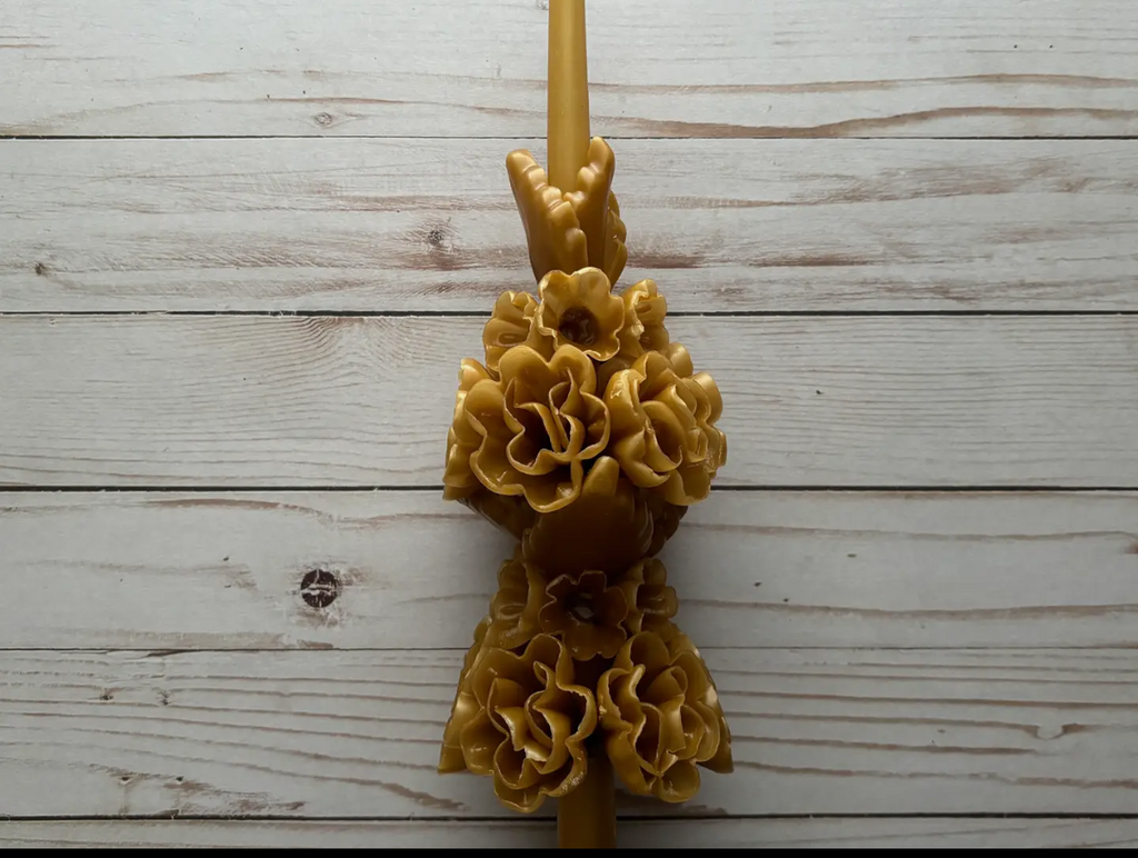 Large Marigold Candle in Beeswax/Natural