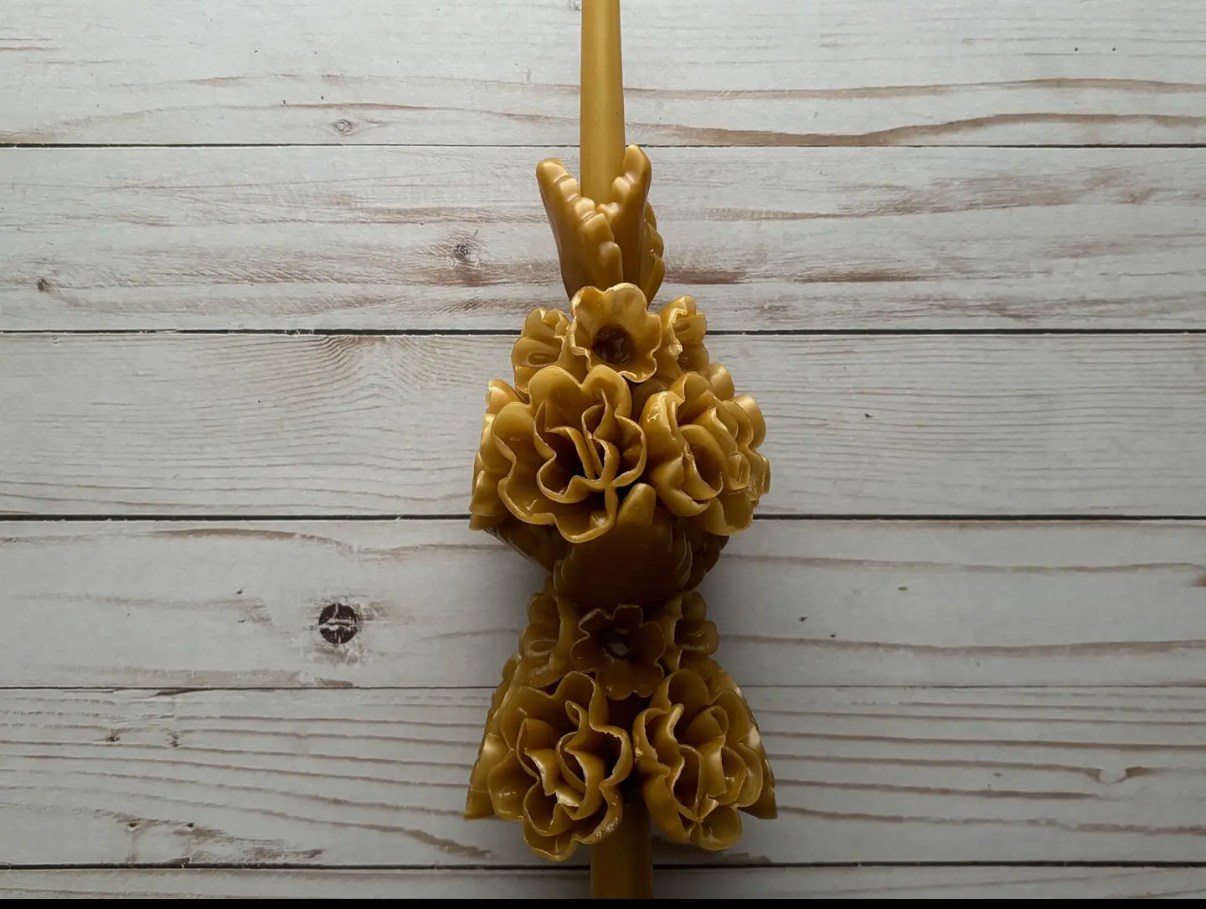 Large Marigold Candle in Beeswax/Natural