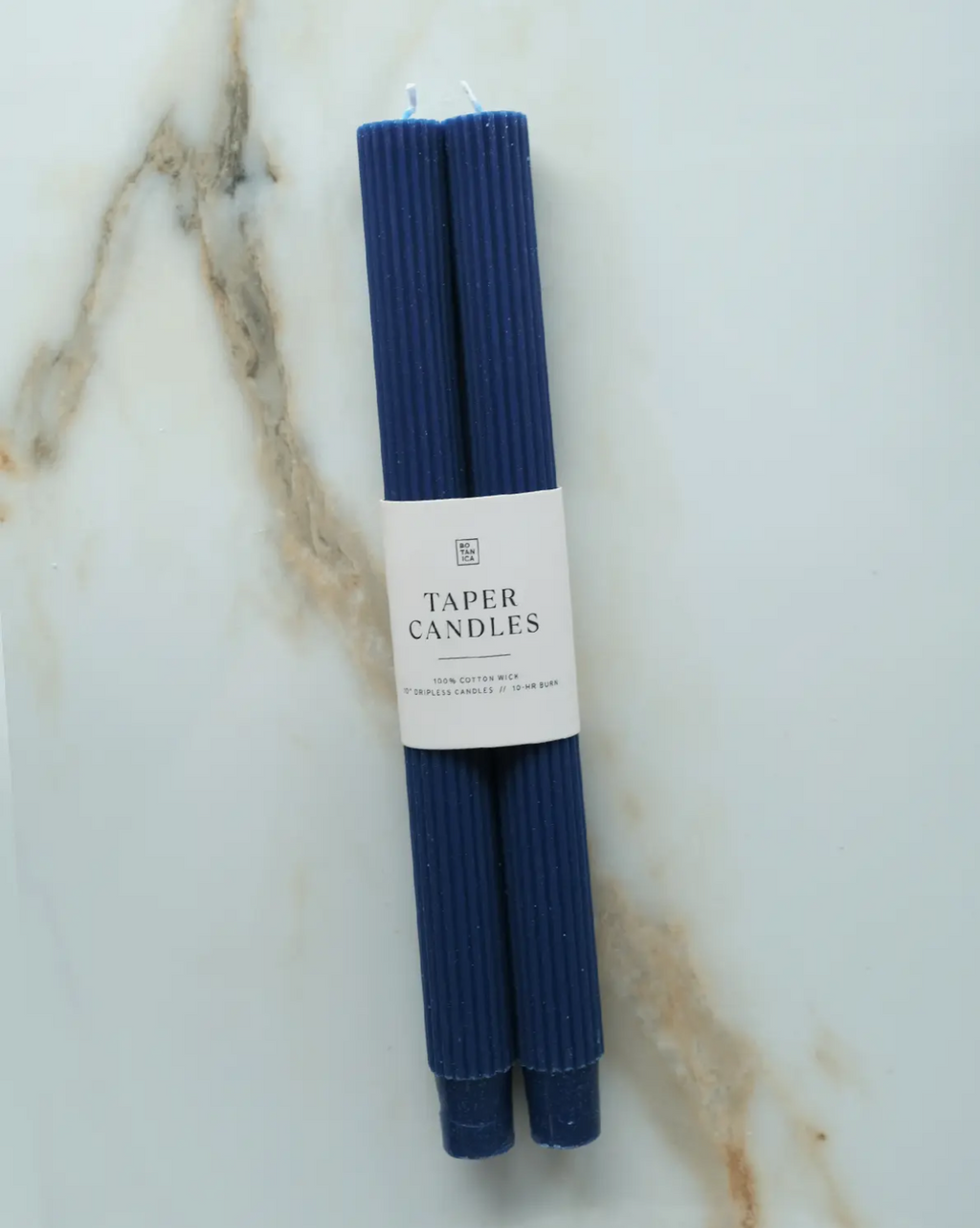 Fluted Taper Candles: Navy