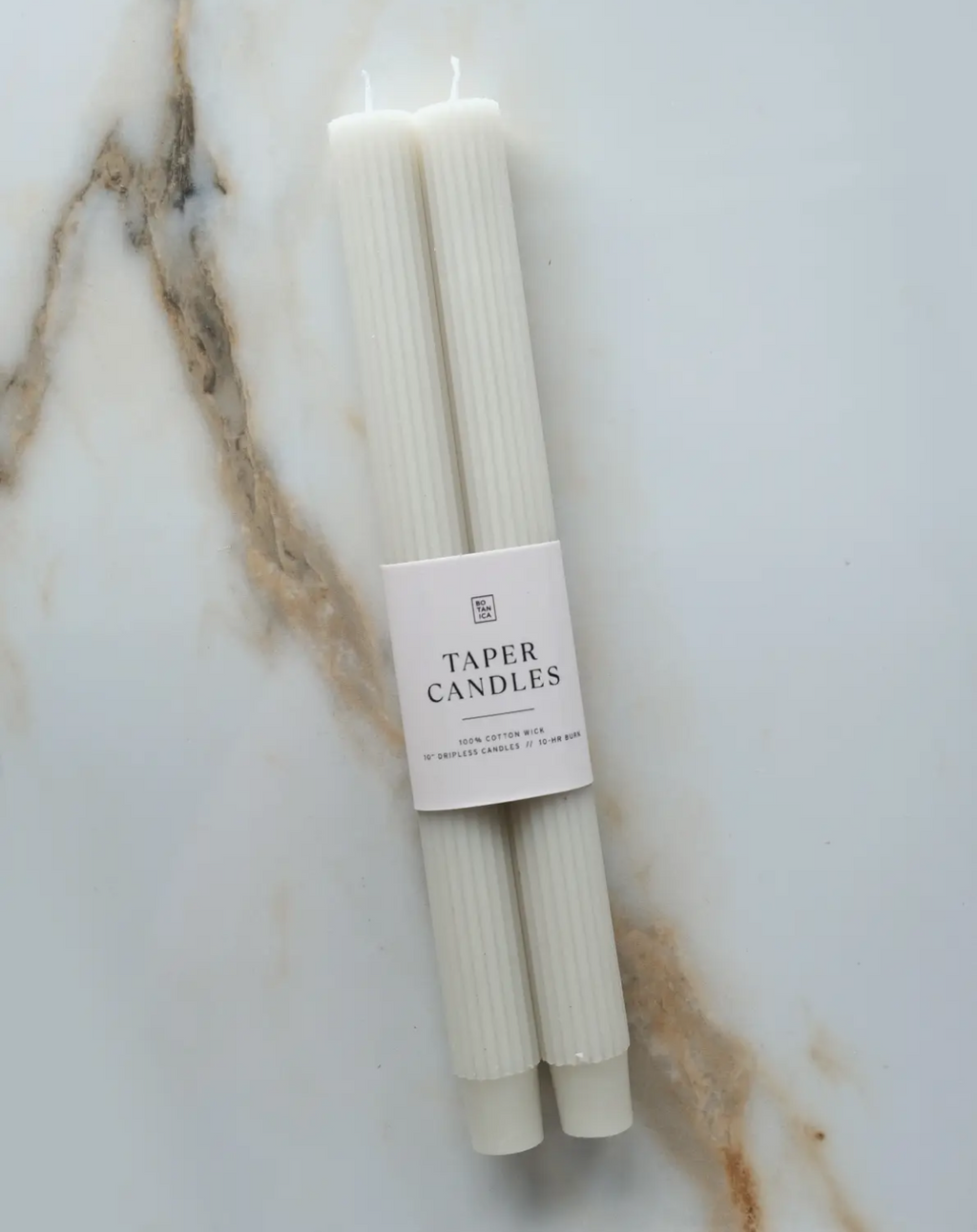 Fluted Taper Candles: Cream