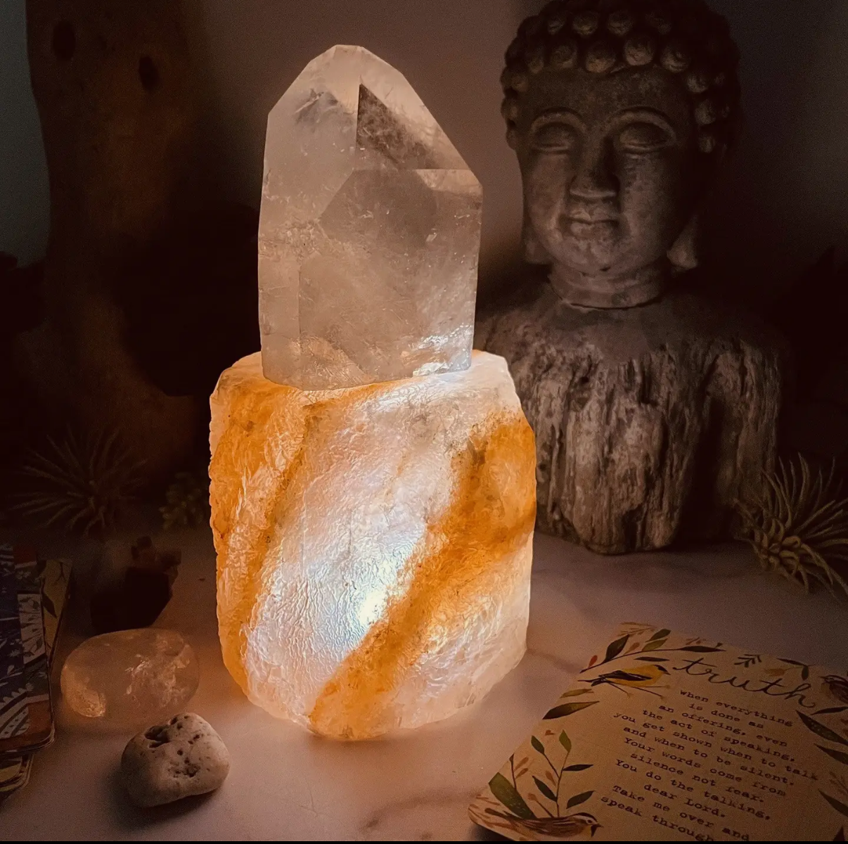 Salt Lamp with flameless tea light
