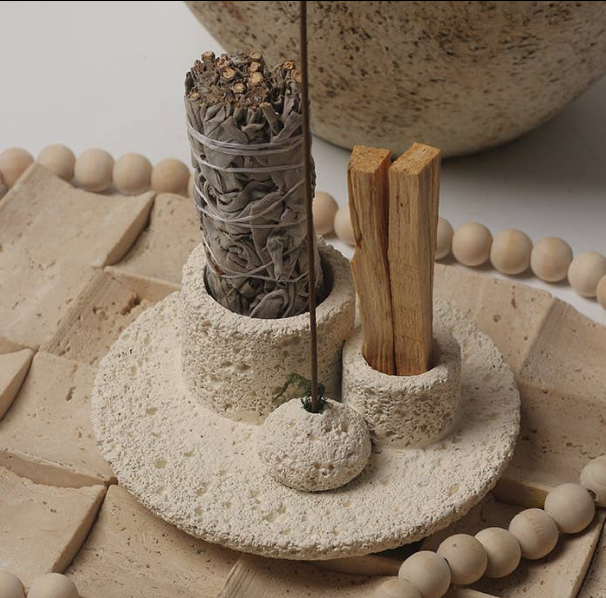 3-in-1 stone desktop incense holder