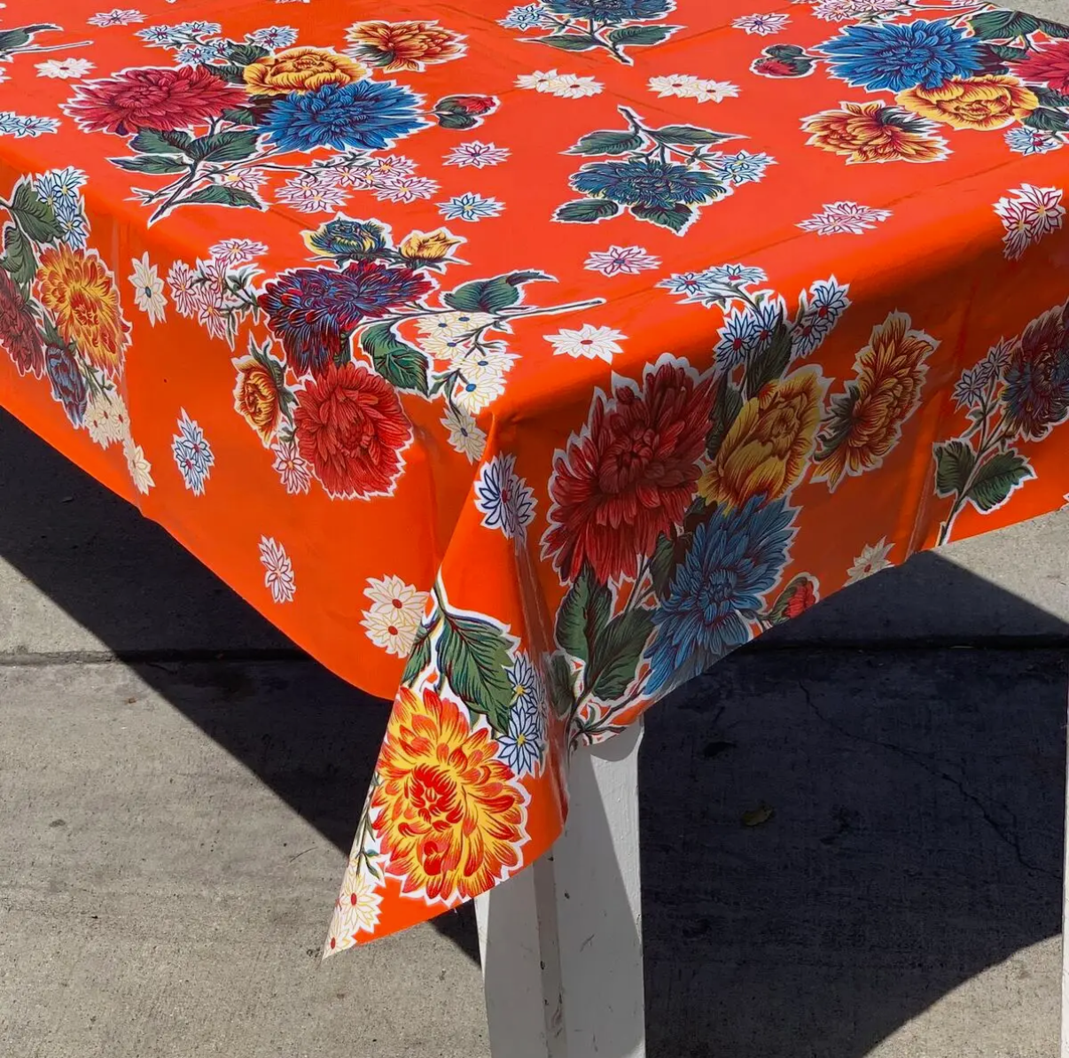Mums Oilcloth in Antique Yellow