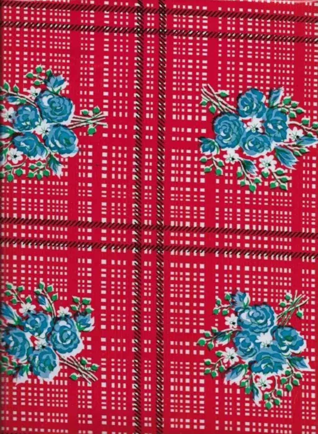 Bouquet Check Oilcloth in Cherry Red