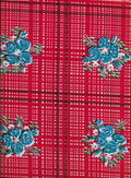 Bouquet Check Oilcloth in Cherry Red