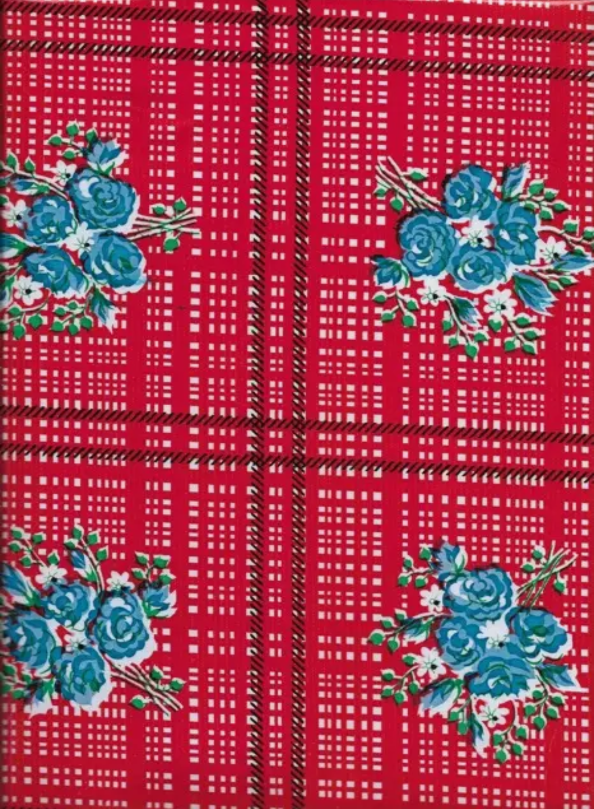 Bouquet Check Oilcloth in Cherry Red