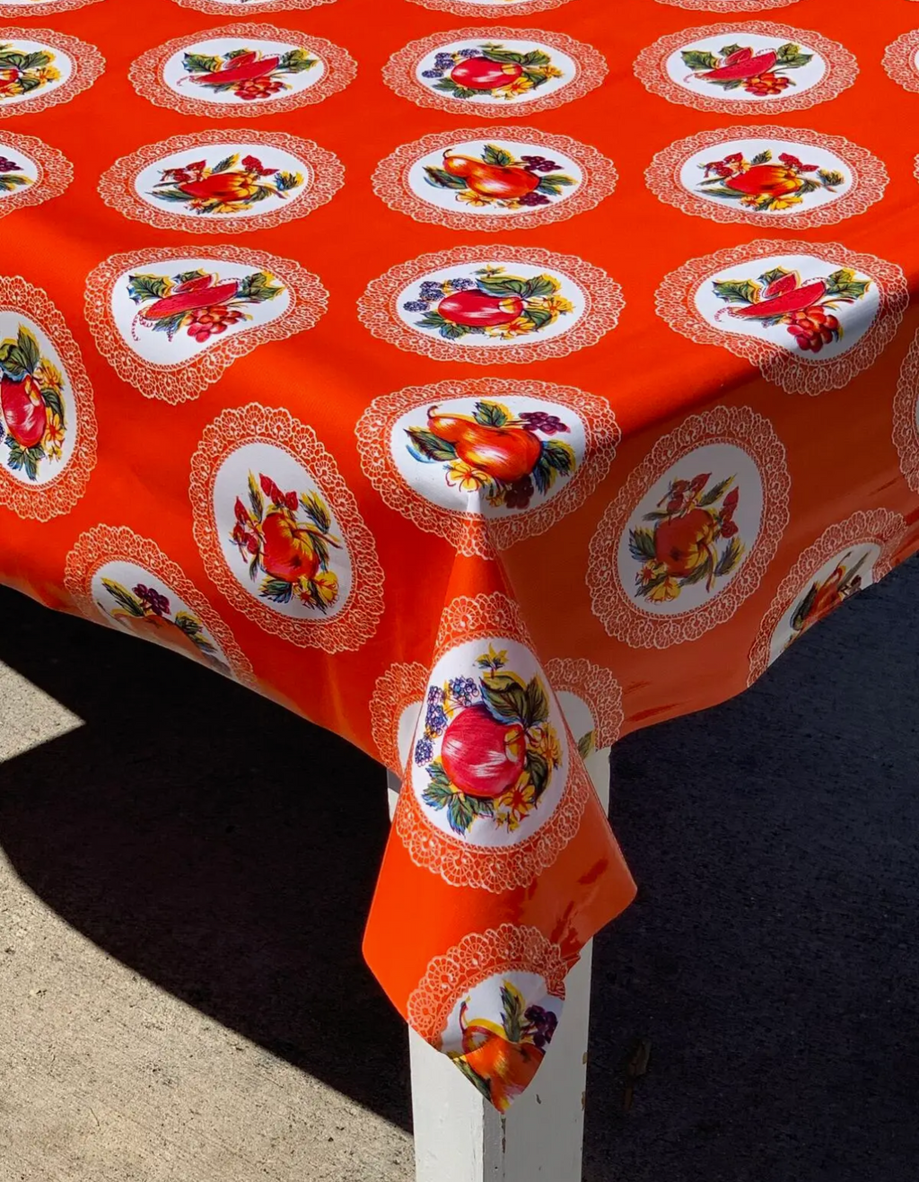 Doily Fruit Oilcloth in Indigo