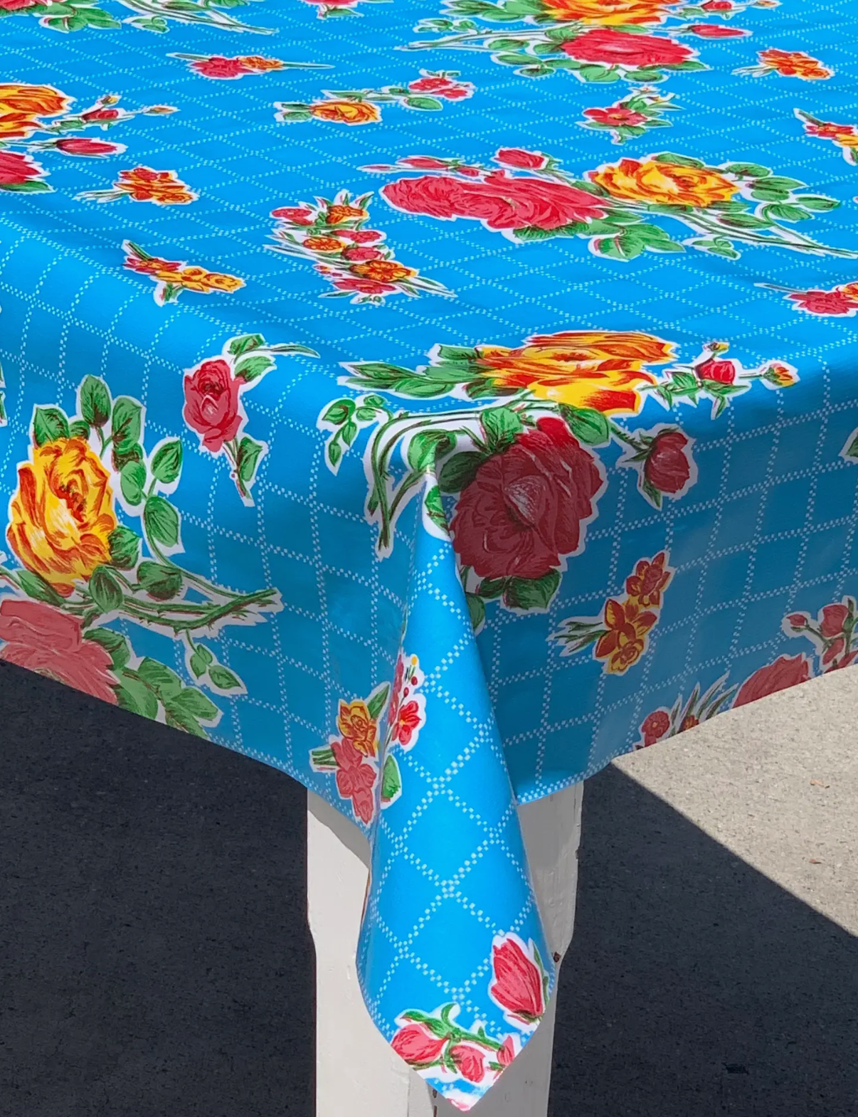 Rose Check Oilcloth in Pink