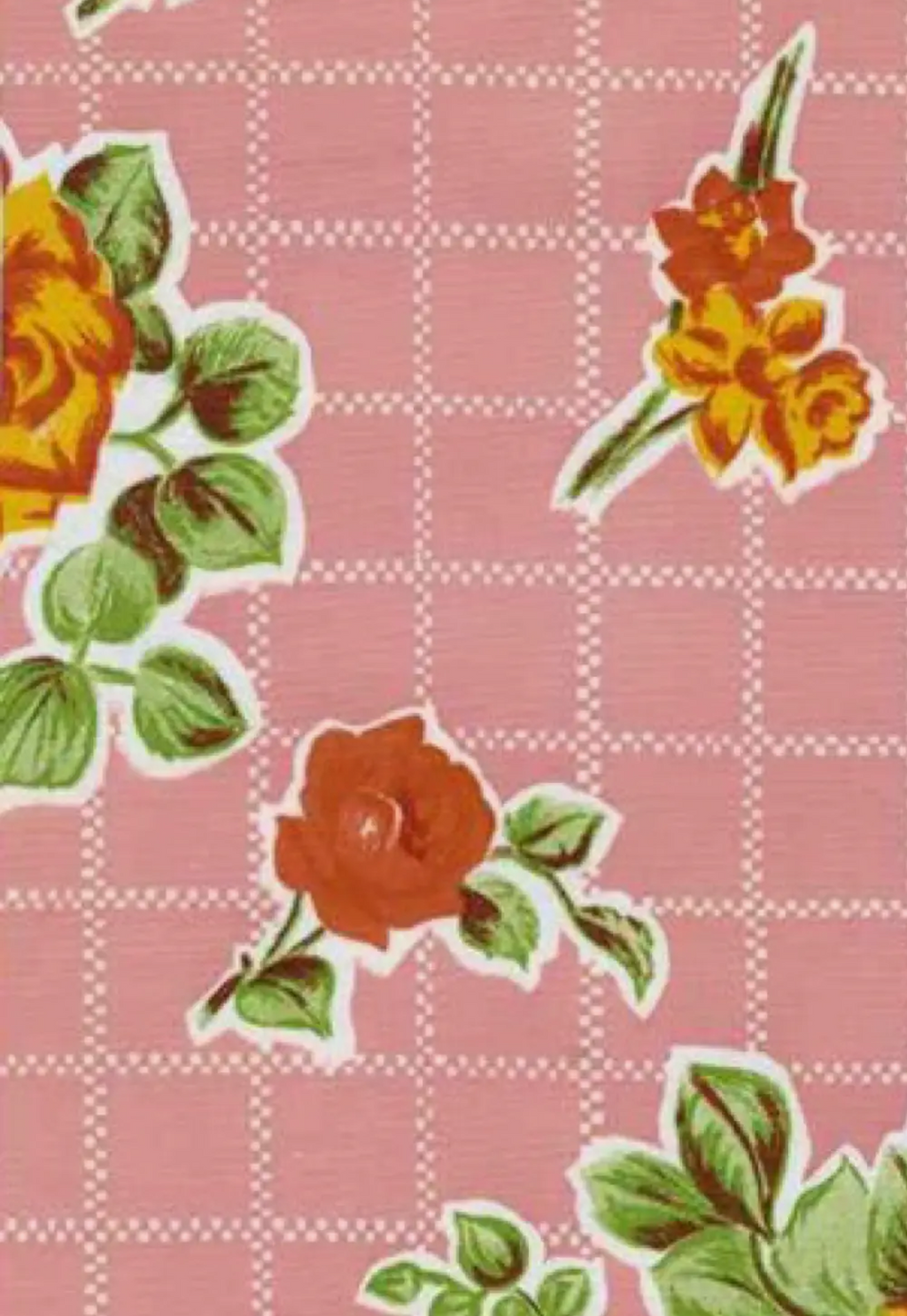 Rose Check Oilcloth in Pink