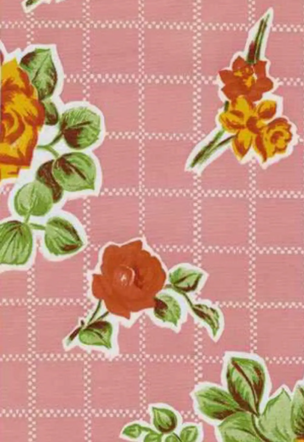 Rose Check Oilcloth in Pink