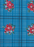 Bouquet Check Oilcloth in Bright Blue